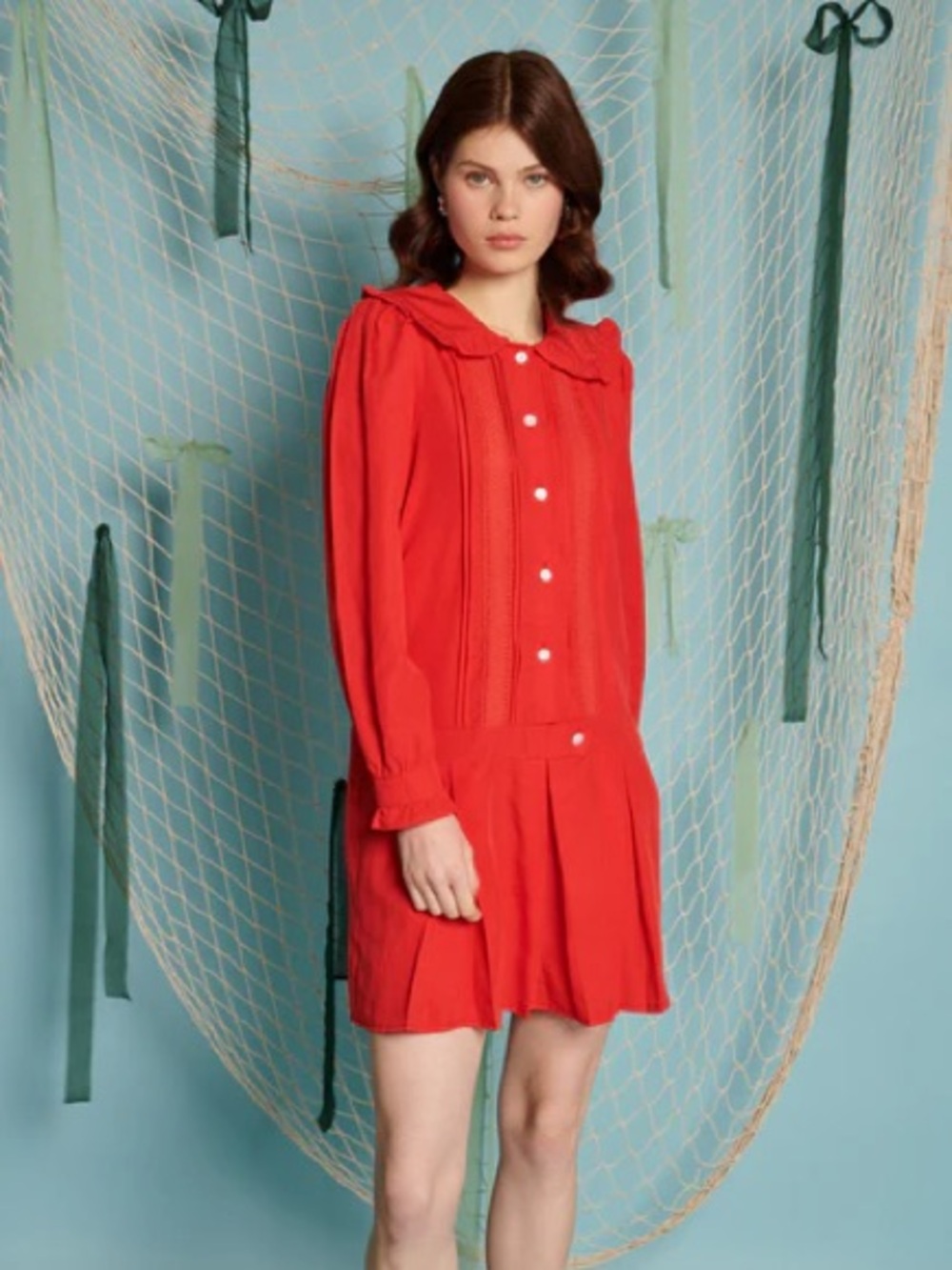 Nwot Sister Jane Red Peter Pan Collar Mini Dress sz S